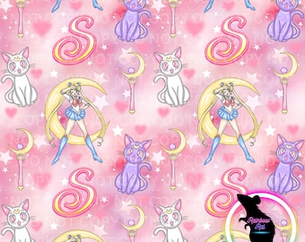 Seamless File | Anime | Pink | Moon | Sublimation | Digital Download | PNG | Retro | Vintage | Cartoon | Wallpaper | 90&#39;s Nostalgia