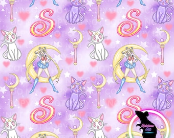 Seamless File | Anime | Purple | Moon | Sublimation | Digital Download | PNG | Retro | Vintage | Cartoon | Wallpaper | 90&#39;s | Scrapbooking