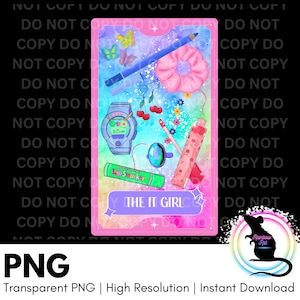Nostalgia X Tarot / La chica it PNG / Descarga digital nostálgica / Imagen DTF / Niña de los 90 / Vibraciones Y2K / Estética de chica femenina / Delineador de ojos azul