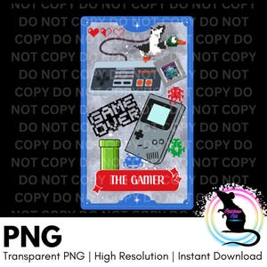 Nostalgia X Tarot / El jugador PNG / Descarga digital nostálgica / Imagen DTF / Niño de los 90 / Vibraciones del Y2K / Juegos retro