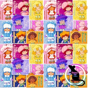 80's Cartoon Seamless File | Strawberry Girl | Sublimation | Digital Download | PNG | Retro | Vintage | Wallpaper | 90's Kid | Scrapbooking