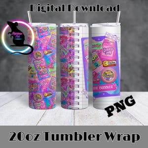 Emballage pour gobelet de tarot nostalgique | Numérique des années 80 | Art chewing-gum PNG | Retour en arrière jeudi |  Gobelet à sublimation pour cahier | Graphisme tendance