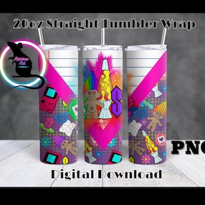20oz Tumbler Wrap | 90&#39;s Nostalgia | Sublimation | Digital Download | PNG | Retro | Vintage | Cartoon | 90&#39;s Tumbler Wrap | 80&#39;s Nostalgia