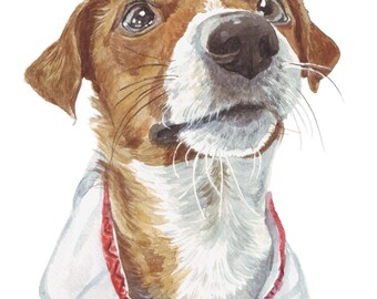 Retrato de perro a partir de una foto, retrato de mascota en acuarela personalizado, arte original pintado a mano.