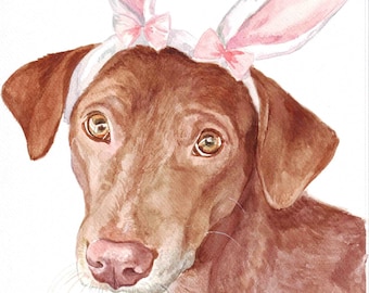Custom Watercolor Pet Portrait, Hand-Painted Dog or Cat Memorial