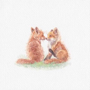 Piccoli dipinti di cuccioli di volpe carini, volpi acquerellate dipinte a mano, 4x4"