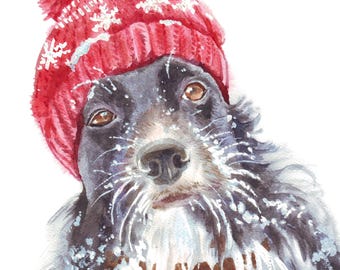 Retrato de mascota en acuarela pintado a mano a partir de una foto: Arte canino personalizado