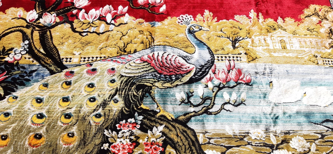 Peacock Tapestry Vintage Wall Decor Wall Hanging Home Decor Decorative Peacock llustrated Tapestry Rug Turkish Wall Decor Tapestry Rug Etsy