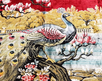 Peacock Tapestry Vintage Wall Decor Wall Hanging Home Decor Decorative Peacock İllustrated Tapestry Rug Turkish Wall Decor Tapestry Rug