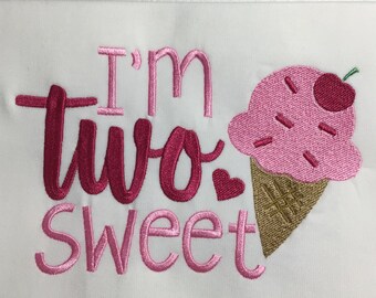 Girls  Ice Cream Birthday Shirt, 2nd Birthday shirt, Personalized Ice Cream Birthday Shirt, Ice Cream Party, Embroidered Shirt