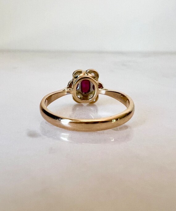 Antique Art Deco Ruby & Diamond Daisy Ring | Soli… - image 6