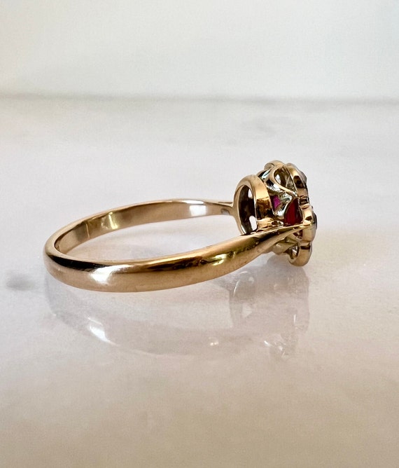 Antique Art Deco Ruby & Diamond Daisy Ring | Soli… - image 7