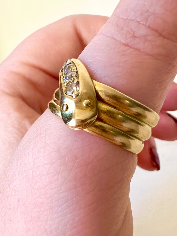 Antique Victorian Snake Diamond Ring | 18ct 18k S… - image 3