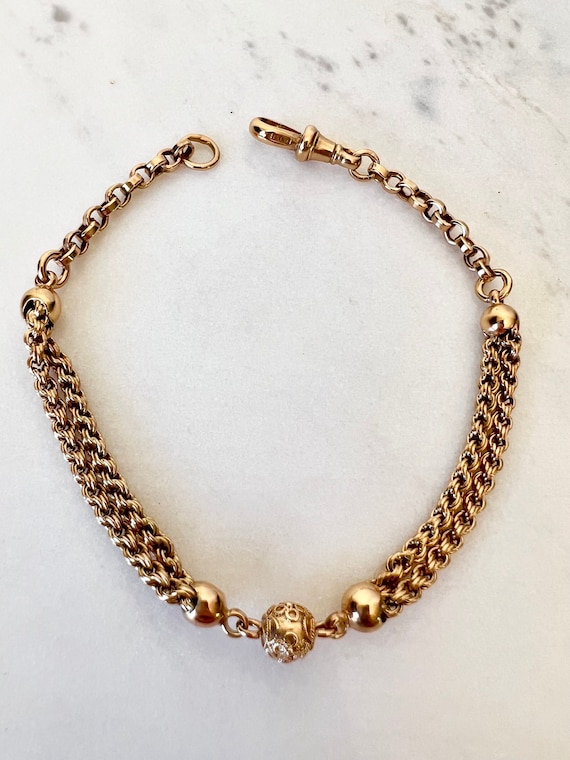 Antique Victorian Solid Rose Gold Albertina Chain 
