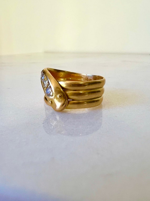 Antique Victorian Snake Diamond Ring | 18ct 18k S… - image 5