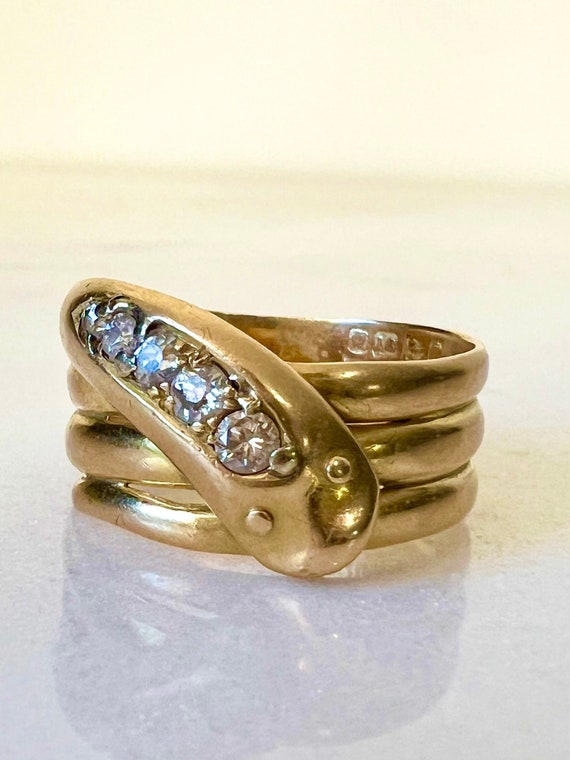 Antique Victorian Snake Diamond Ring | 18ct 18k S… - image 1