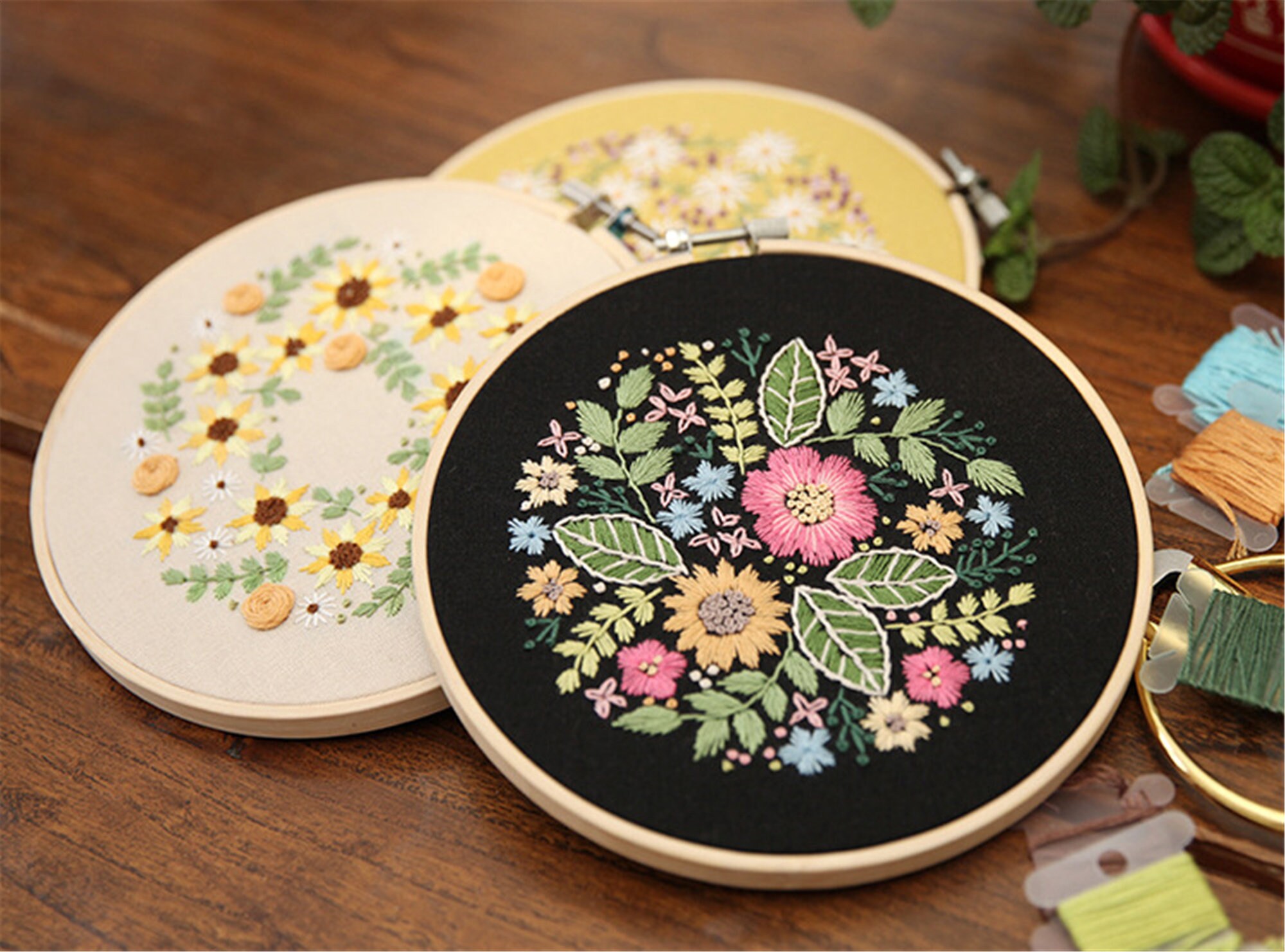 Hand Embroidery Diy Material KitsFlowers Embroidery Etsy