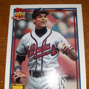 Topps 1991 329 40 anos de beisebol Dave Justice cartão de novato