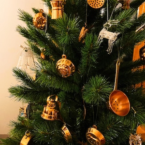 Christmas Tree Ornament – Copper Kitchen Collectibles, Miniature Kitchen Utensils, and Handmade Copper Decor for Festive Displays