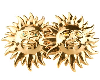 Regalo per la casa: decorazione da parete a forma di sole in rame italiano con gancio. Decorazione da parete a forma di sole, decorazione da appendere alla parete, accento di sole dorato di design, decorazione da parete per il soggiorno.