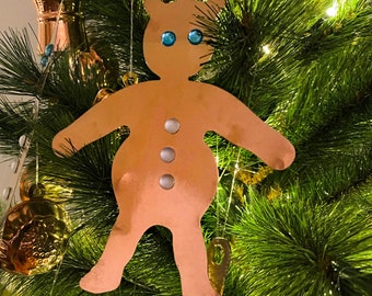 Handcrafted Copper Bear Ornament with Swarovski Crystal Accents | Wall Art for Children's Room Decor and Collectible Accent