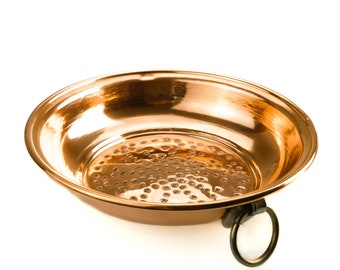 Copper colander vintage, Copper straining pan. Rustic kitchen decor, Handmade Vintage kitchen decor, Wall hanging kitchenware.