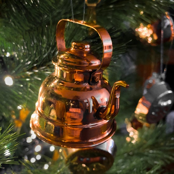 Vintage Copper Tiny Tea Kettle Miniature Teapot Christmas Tree Decoration.  Handmade Ornaments From Pure Copper. Rustic Holiday Décor. 