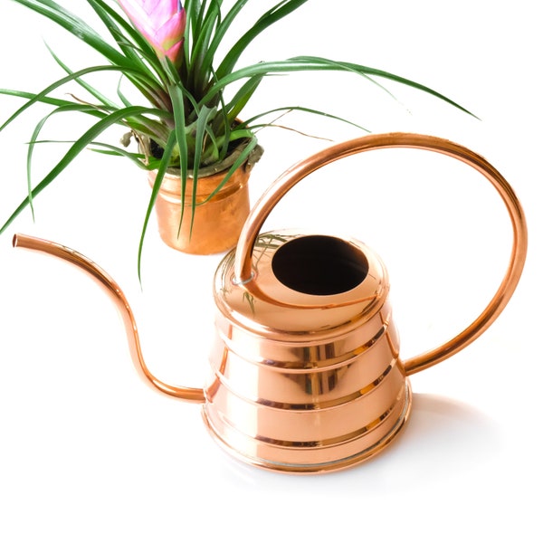 Copper watering can indoor plants. Small plants and Bonsai vintage looking watering pot. No more over watering or water damage.