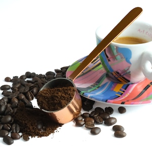 Coffee scoop copper tablespoon long handled spoons. Italian design measuring scoops for coffee tablespoon, perfect espresso experience.