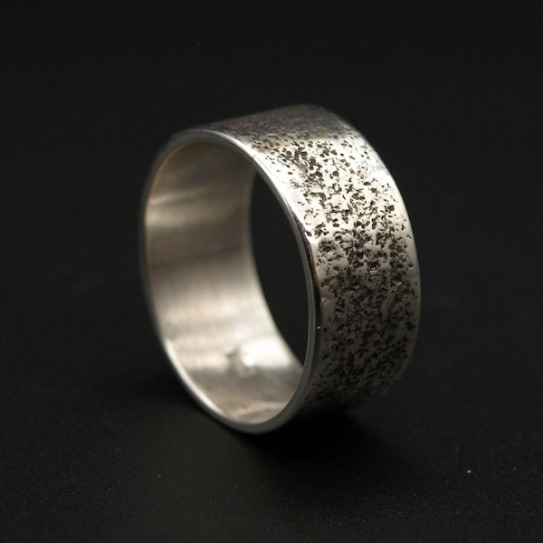 Strukturring Silber, Bold Ring, Silberring mit Struktur, Bandring strukturiert, Sterling Silber 925, Partnerringe Silber, Herrenring