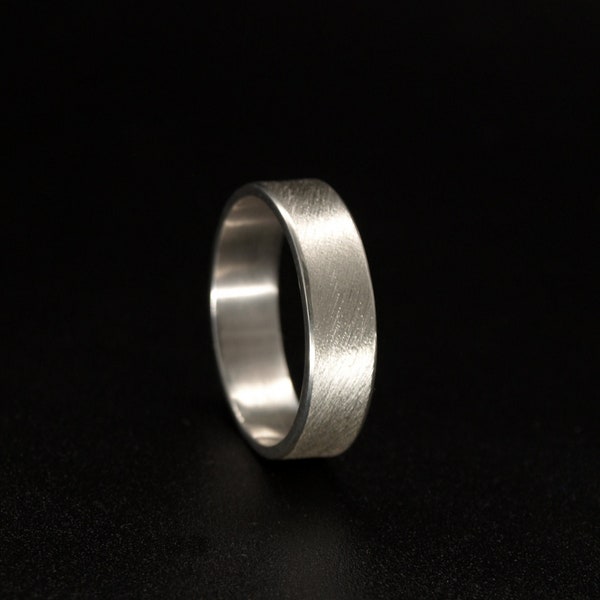 fein gebürsteter Ring in Silber 935, handgefertigt, 6mm breiter Silberring, Geschenk
