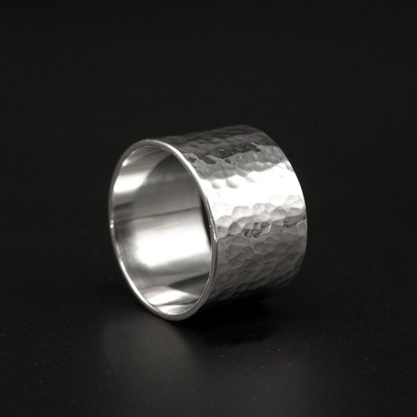 gehämmerter Silberring, Bold Ring in verschiedene Breiten, Silber 935, Partnerringe