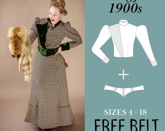 1900s Walking Jacket Pattern PDF - Edwardian Tailored Sewing Guide, Printable A4, US Letter, A0 Sizes, Vintage Costume Download