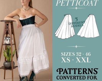 Victorian petticoat underskirt sewing pattern pdf: sizes xxs-xxl (eu 32-44, us 0-12) | Print-at-Home