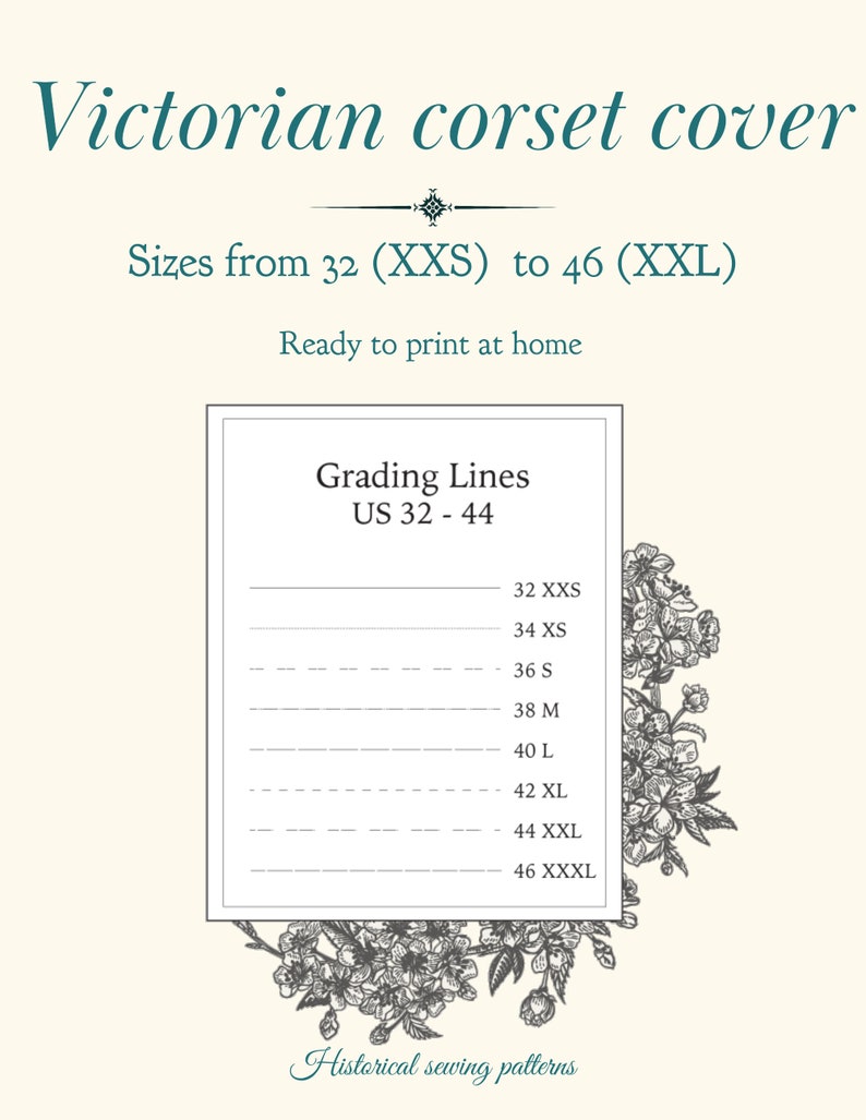 Victorian Corset Cover EU 32-46 PDF Sewing Pattern Instant Download A4, US Letter 2 Versions historical corset cover image 7