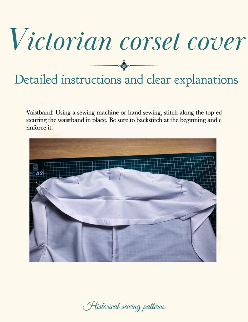 Victorian Corset Cover EU 32-46 PDF Sewing Pattern Instant Download A4, US Letter 2 Versions historical corset cover image 8