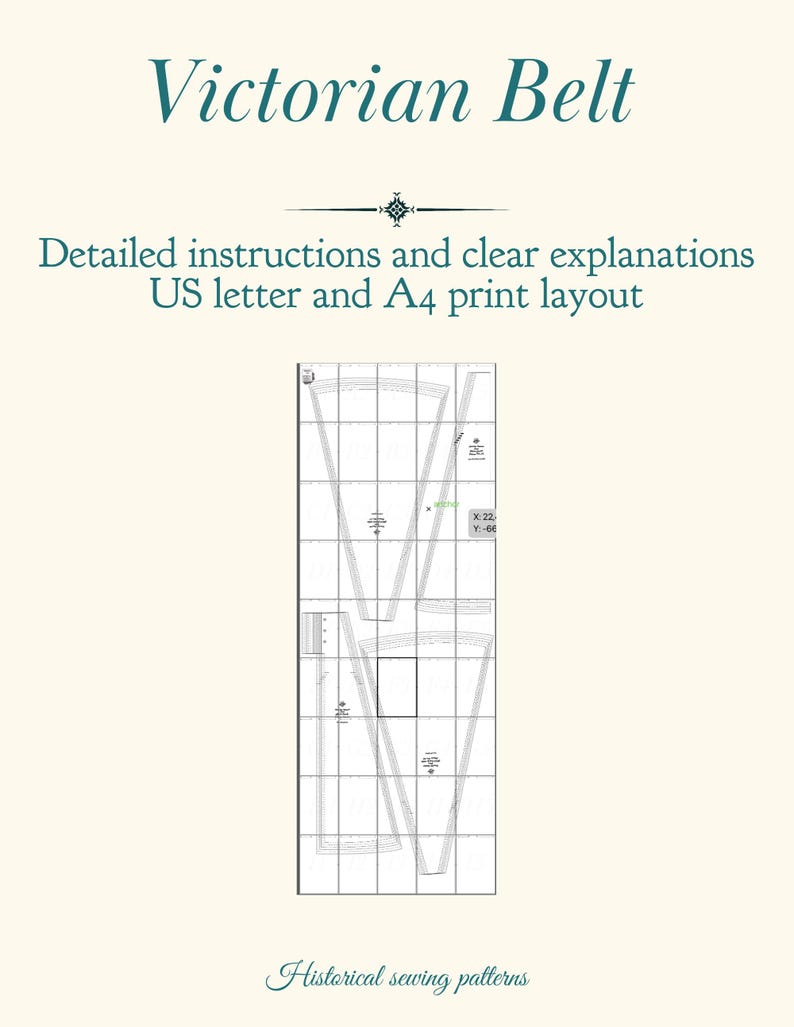 Victorian Belt Pattern PDF - 1880s-1900s Gathered Waist Belt, Printable ...
