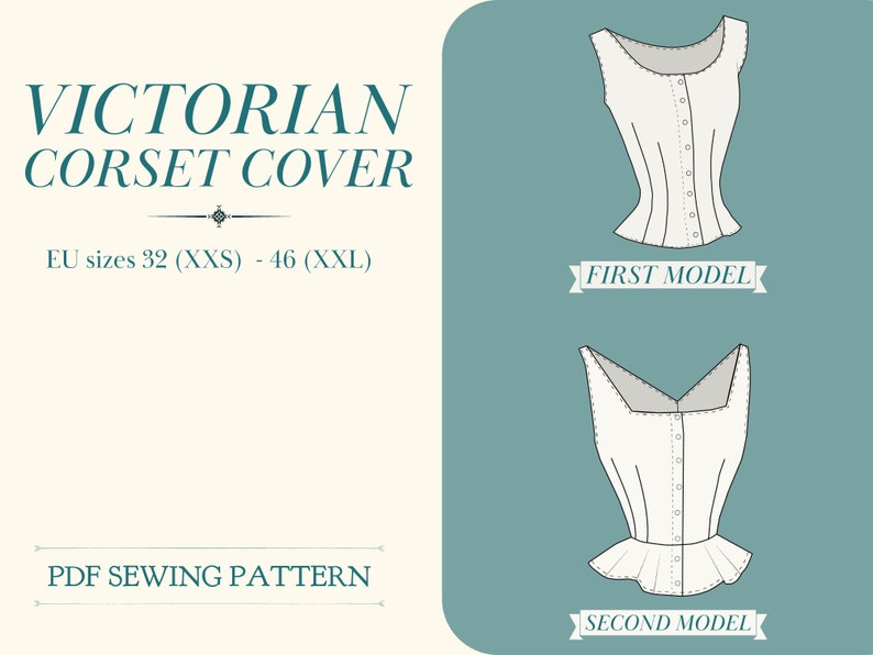 Victorian Corset Cover EU 32-46 PDF Sewing Pattern Instant Download A4, US Letter 2 Versions historical corset cover image 5