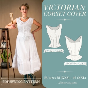 Victorian Corset Cover EU 32-46 PDF Sewing Pattern Instant Download A4, US Letter 2 Versions historical corset cover image 1