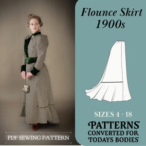 Patrón de falda victoriana con volantes: para imprimir en casa, PDF / A4 y carta de EE. UU. / tallas xxs a xxl / tallas 2 a 18 / Instrucciones de costura detalladas