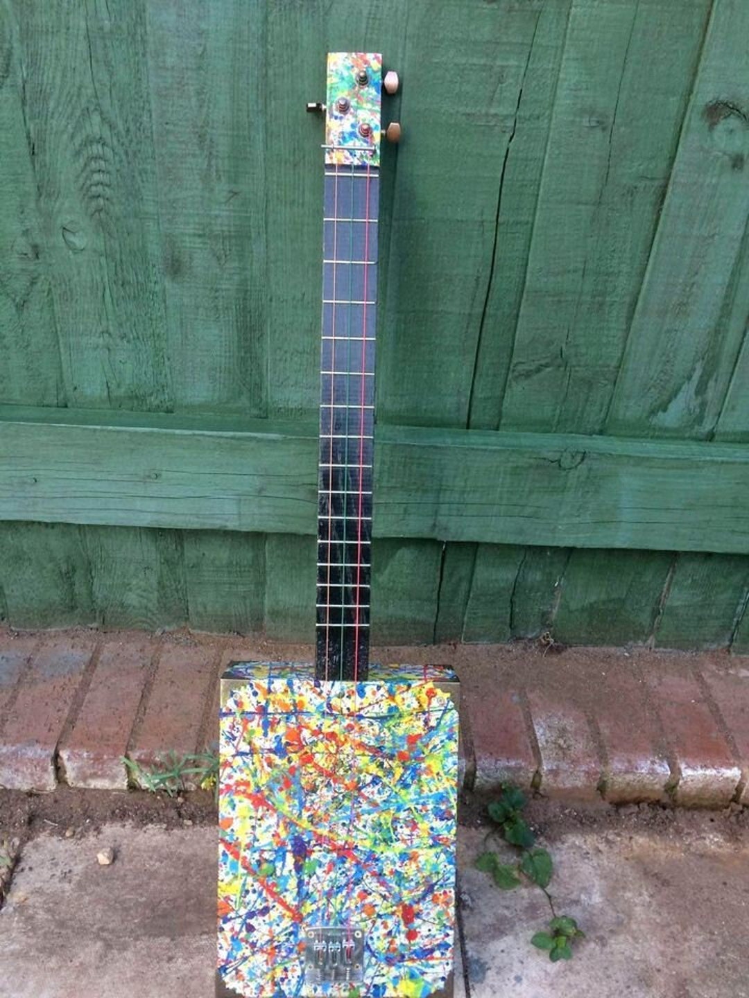 3 String Box Guitar in Jackson Pollock Inspired Design Etsy UK