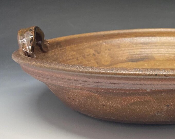 Wood Fired Salt Glazed Stoneware Platter with Waynesfield Speedway, Ohio slip design
