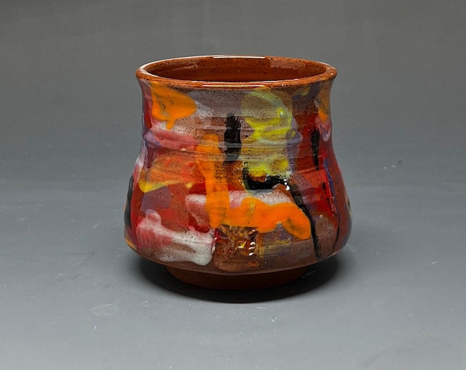 Wheel Thrown Earthenware Cup with Underglaze Decoration