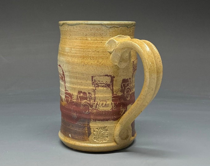 Wheel Thrown Wood Fired Salt Glazed Cup with Decal Collage Images