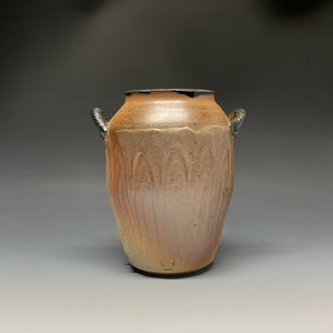 Wood Fired Salt Glazed Vessel with &quot;Tool&quot; Inspired Slip decoration\