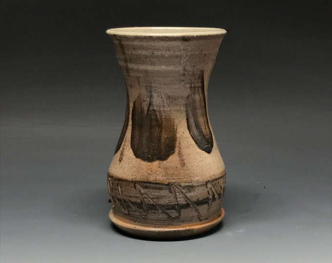 Plymouth Speedway Slip  Designed Wood Fired Stoneware Vase