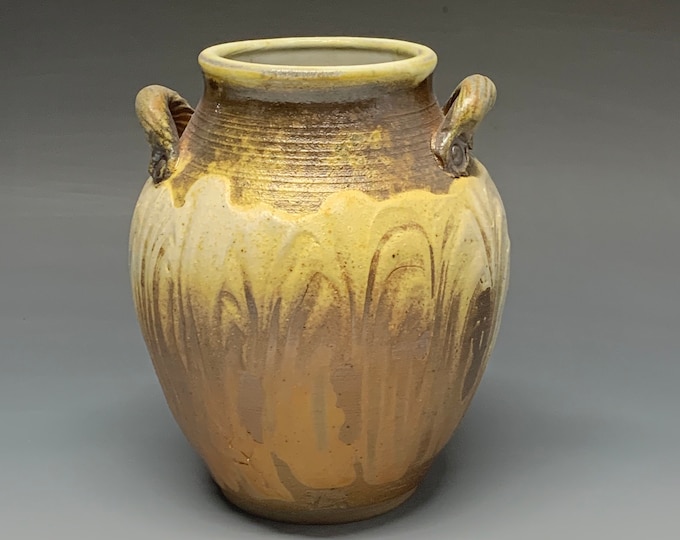 Double-Handled Wood-Fired Vessel Soda Glazed