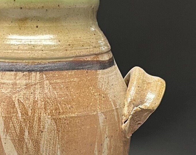 Wood Fired Salt Glazed Stone Vase with Kokomo, Indiana Speedway Slip stripe