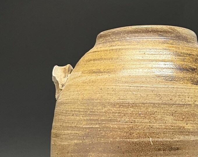 Wood Fired Salt Glazed Knoxville Speedway, Iowa slip stripes on stoneware vase
