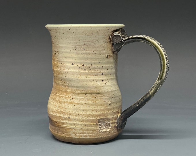Wood Fired Salt Glazed Stoneware Mug with Knoxville Speedway Slip Stripes